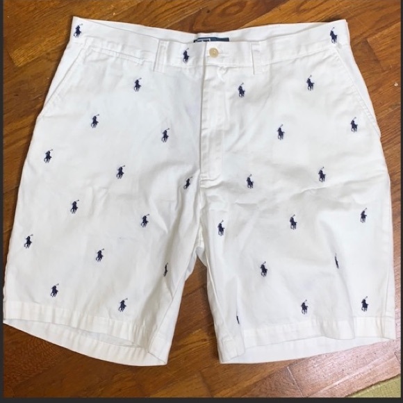 POLO by Ralph Lauren white Shorts w Navy Ponies 36 - Picture 2 of 8